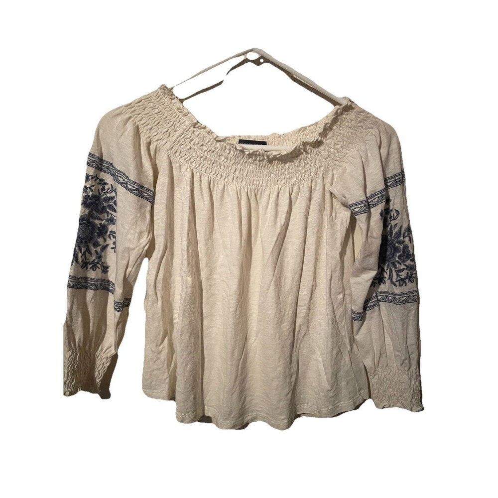 American Eagle Crop Top Women's XSmall Off the Shoulder Boho Cottagecore Embroid